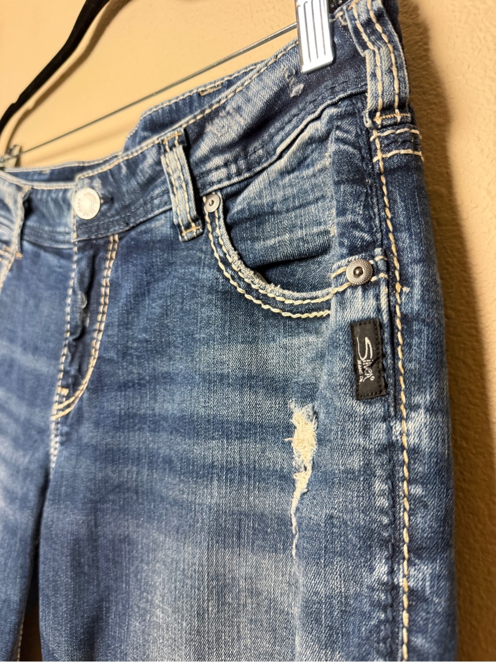 Silver Girlfriend Distressed Jeans Size 31 - Picture 4 of 9